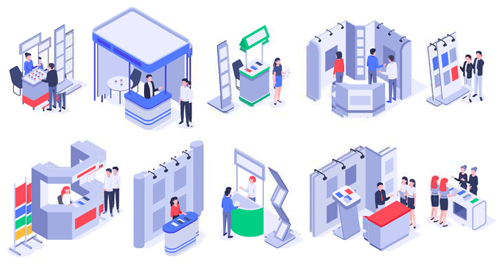 展示会ブースのイラスト（shutterstockNo1587541219）