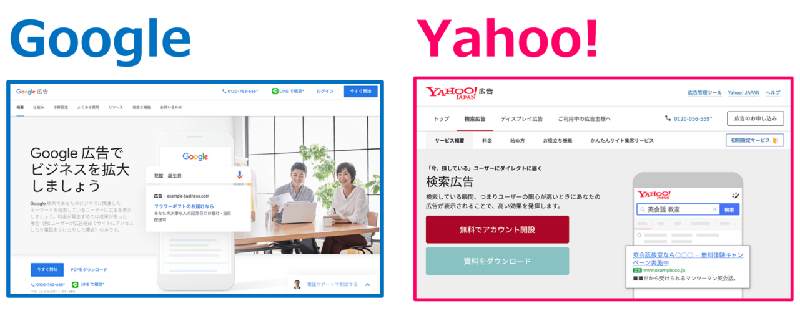 Google広告とYahoo!広告のイメージ