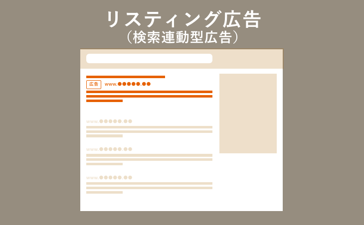 リスティング広告、検索連動型広告のイメージイラスト